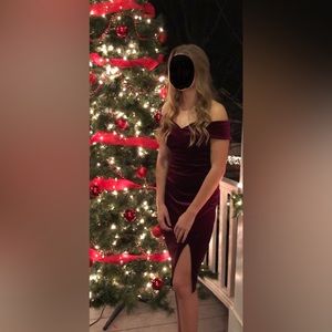 Premier Amour cranberry velour cocktail dress, size 2.